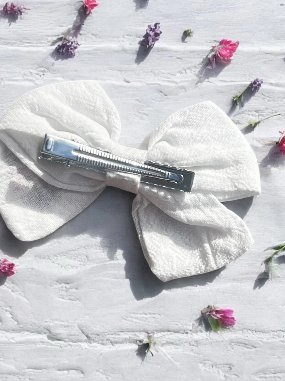 Handmade Linen Sunflower Floral Embroidered Hair Bow Clip